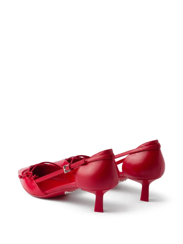 PRADAパンプス Prada オープンサイドレザーパンプス | レッド | FARFETCH JP