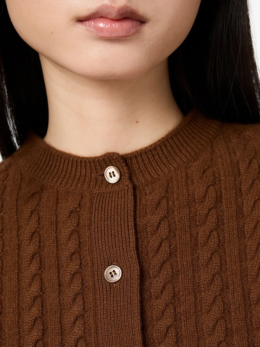 Miu Kabelgebreid vest met logo Bruin