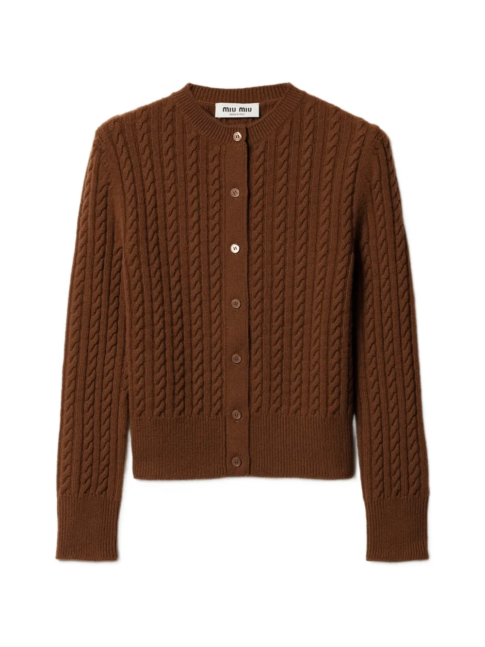 Miu Miu cable-knit logo cardigan - Marrone