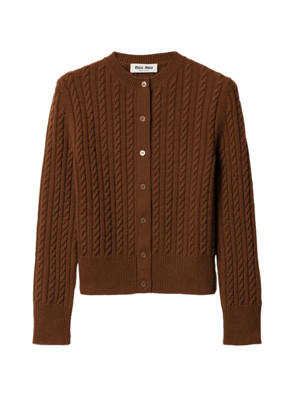 Miu Miu cable-knit logo cardigan - Braun