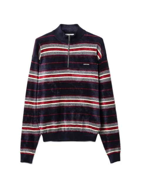Miu Miu striped half-zipper chenille sweater