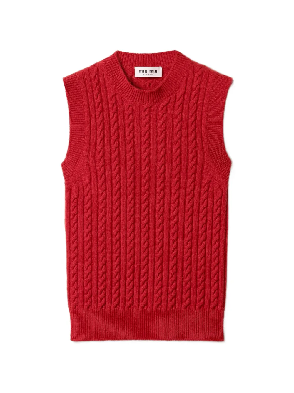 Miu Miu Cable-knit cashmere vest - Rosso