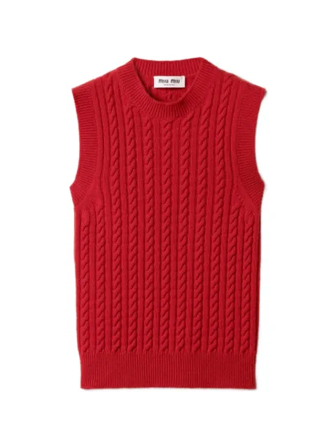 Miu Miu cable-knit logo vest
