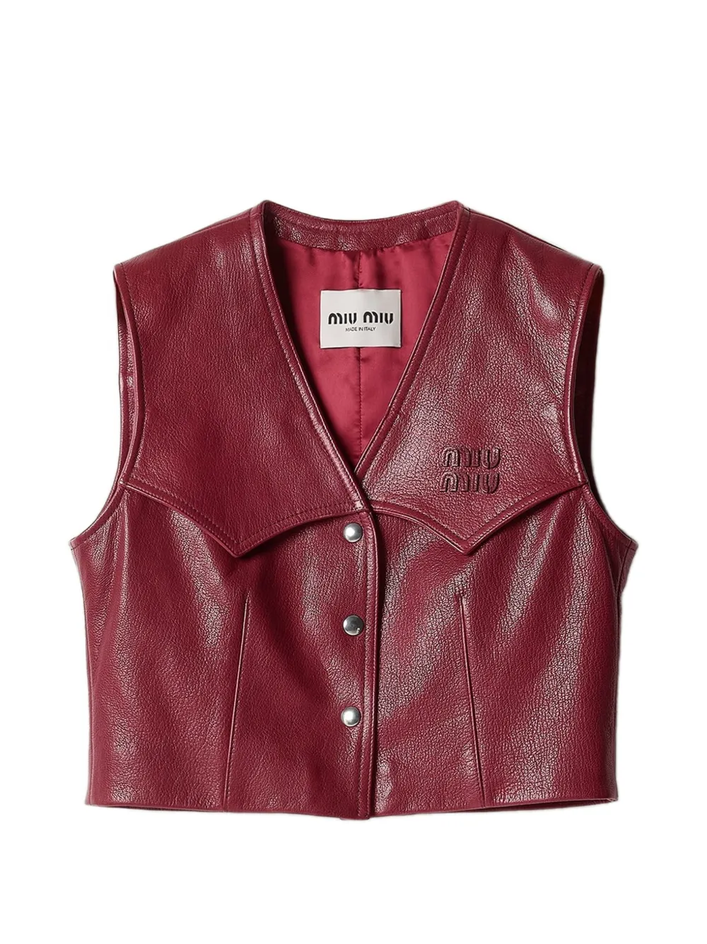 Miu Miu snap-button leather vest - Rot