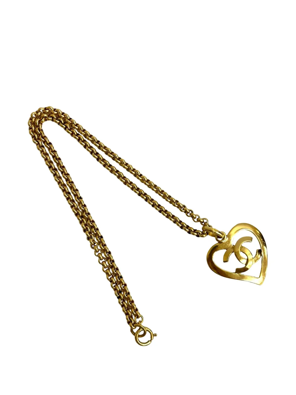 CHANEL Pre-Owned 1995 CC Gold Plated Heart Pendant Necklace costume necklace - Oro