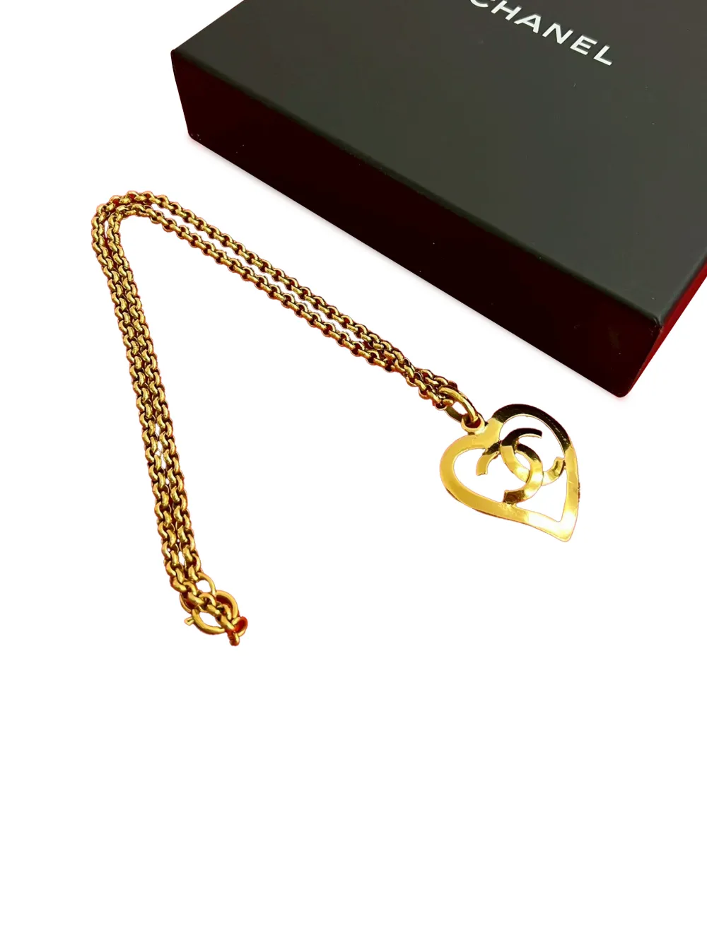 1995 Cc Gold Plated Heart Pendant Necklace Costume Necklace