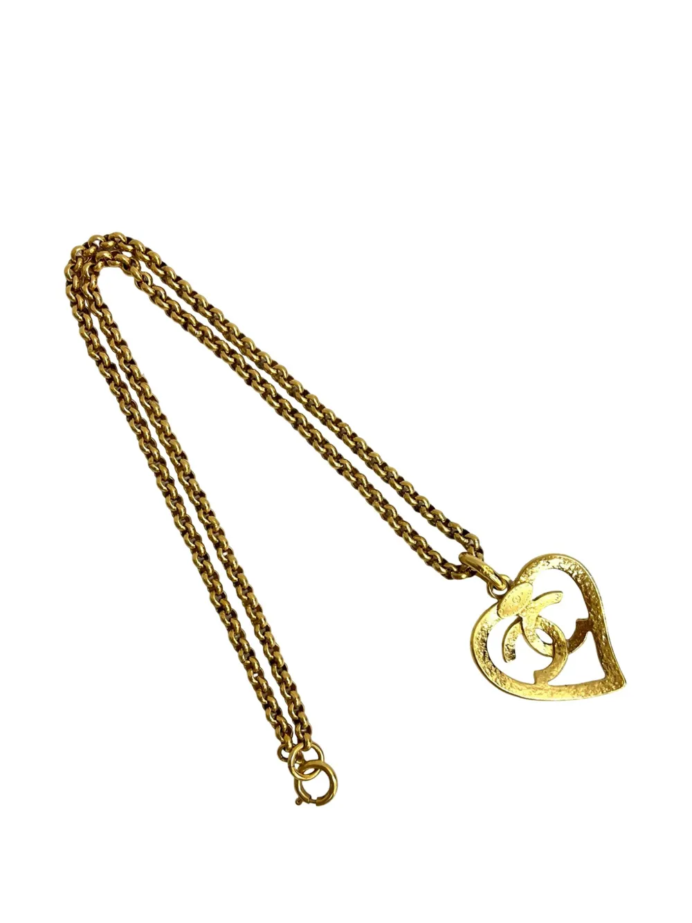 1995 Cc Gold Plated Heart Pendant Necklace Costume Necklace
