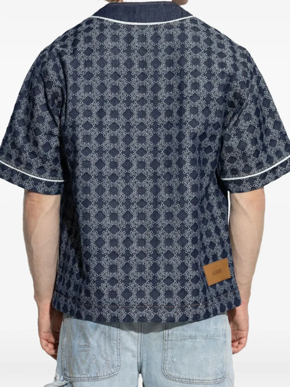 AMIRI Ma Quad Denim Baseball Shirt RAW INDIGO - Blauw
