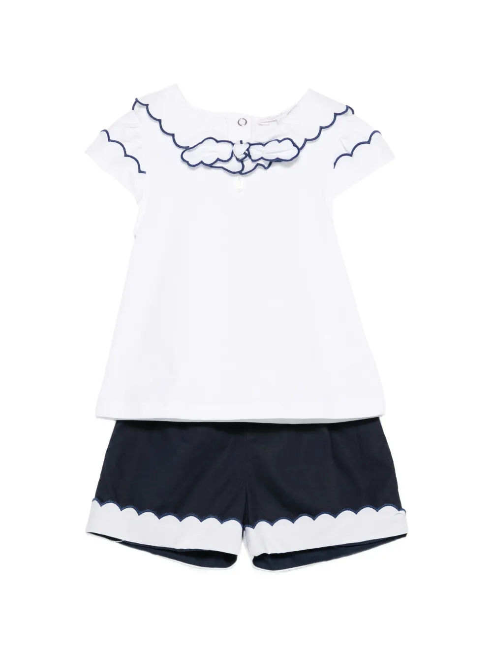 Patachou Set con shorts e fiocco - Bianco