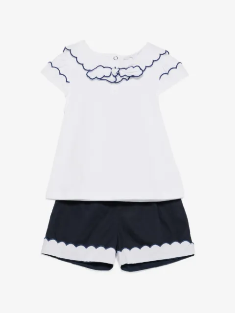 Patachou bow-scalloped shorts set (set of two)