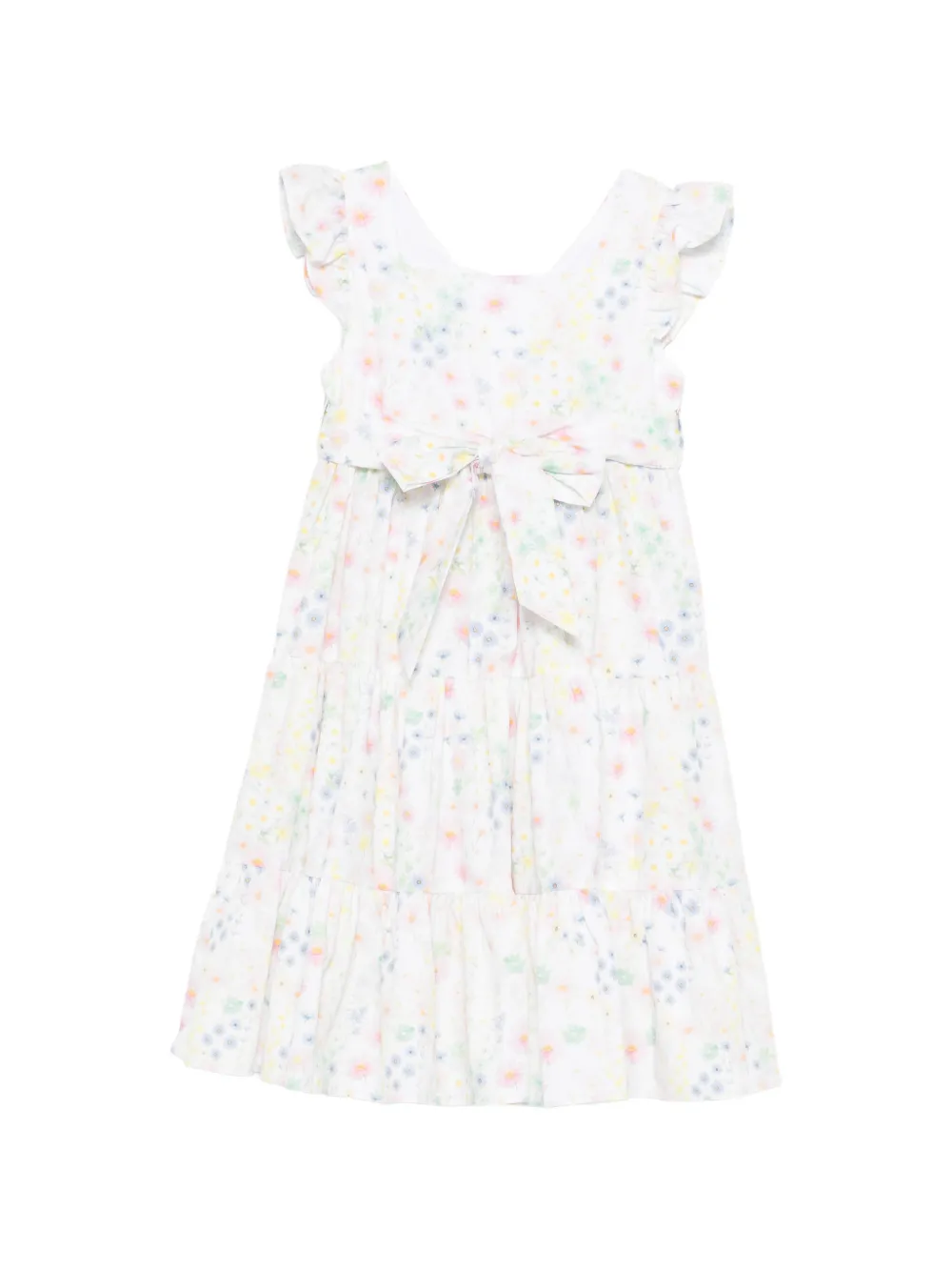 Patachou floral-print tiered dress - Bianco