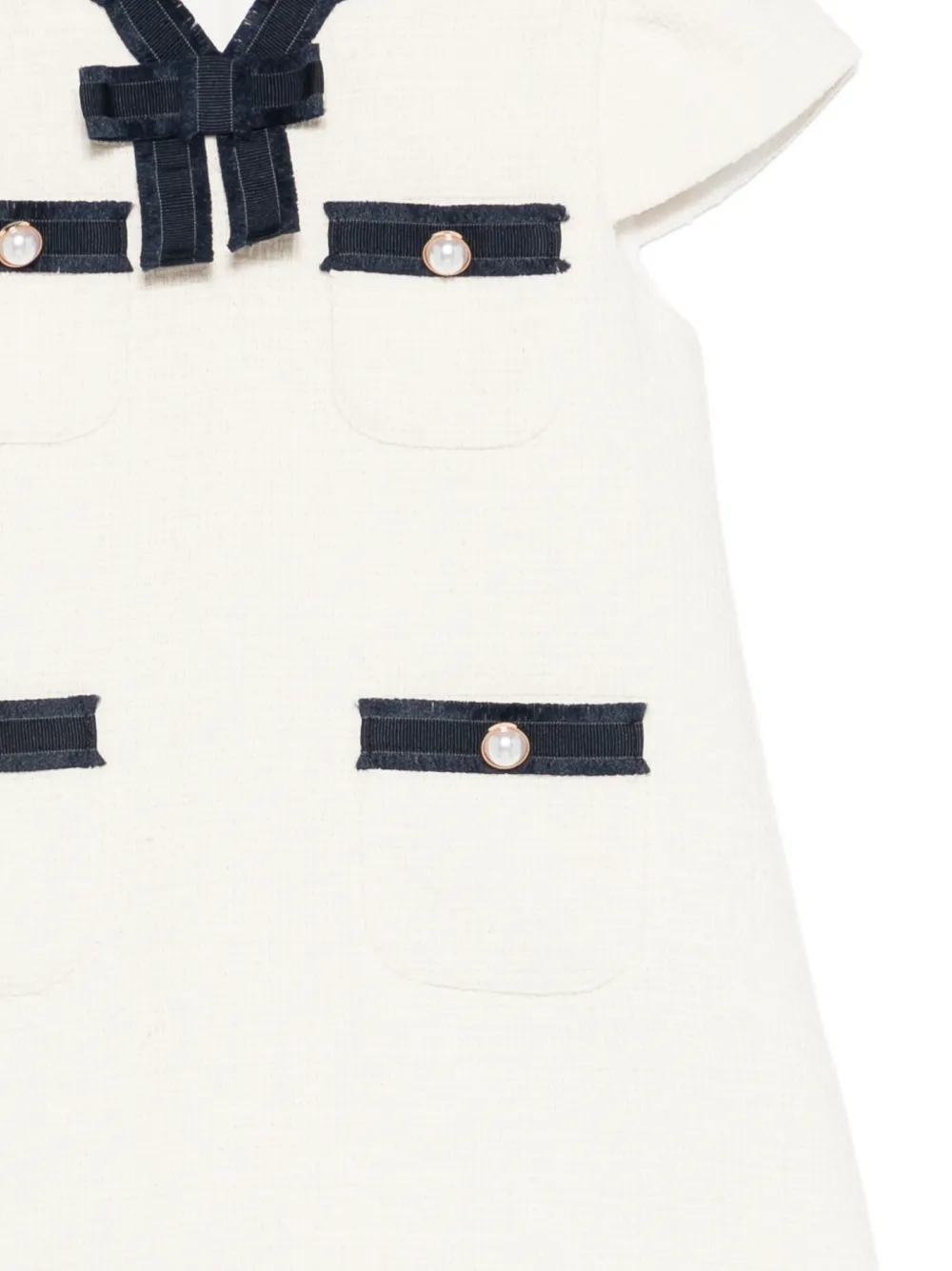 Patachou Jurk met tweed-effect en strikdetail Beige