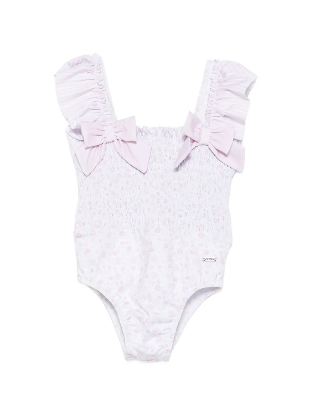 Patachou floral-print ruffled swimsuit - Bianco