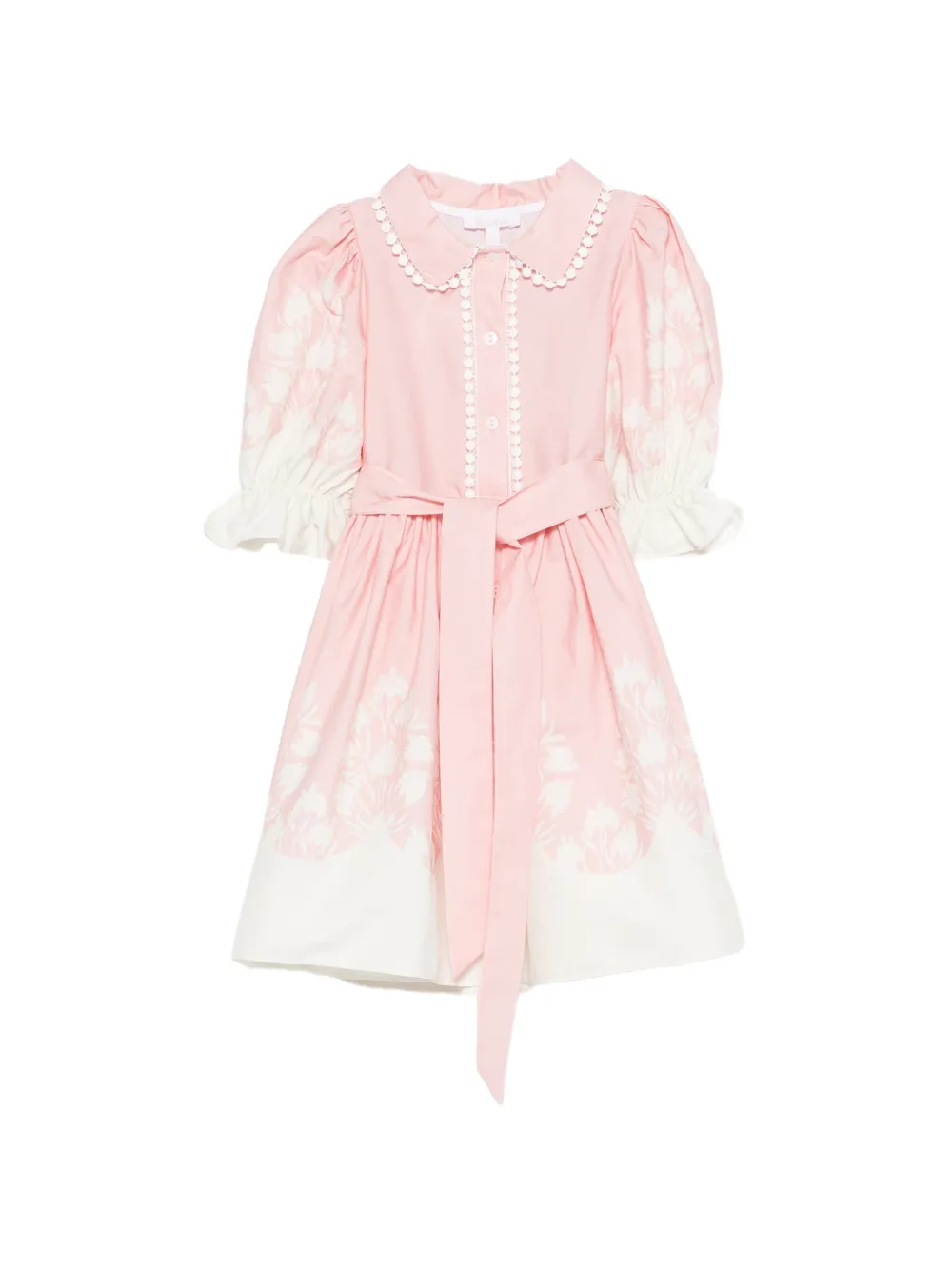 Patachou floral-print ruffled-sleeve dress - Rosa