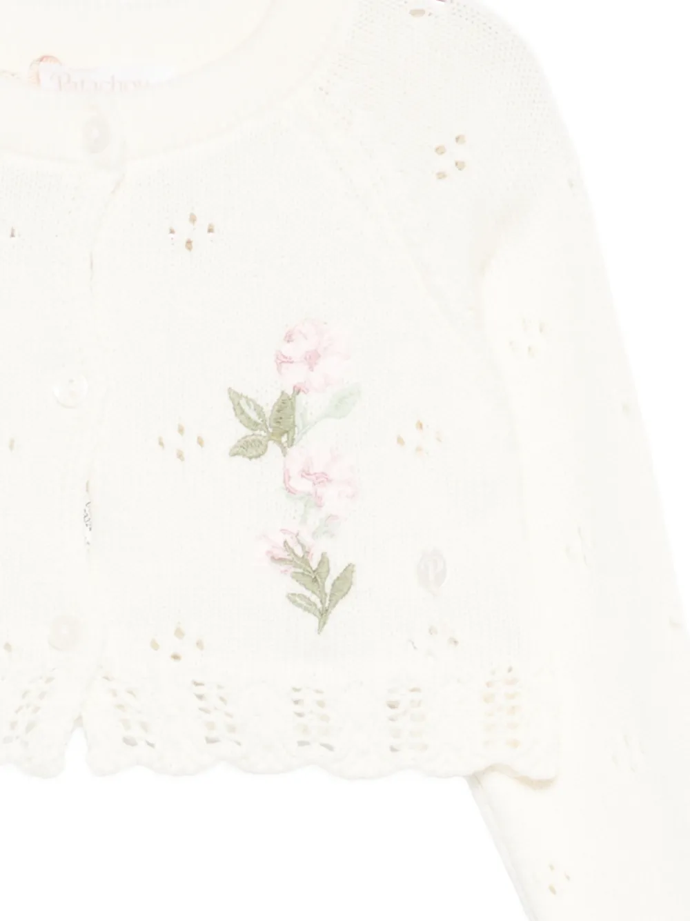 Patachou Pointelle vest met geborduurde bloemen Beige