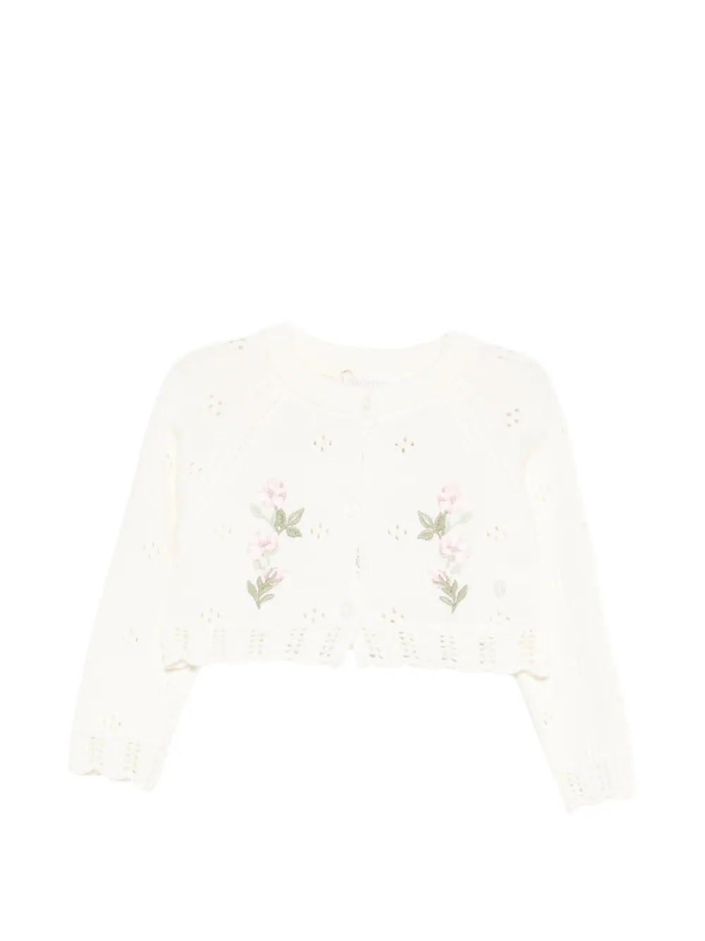Patachou floral-embroidered pointelle cardigan - Toni neutri