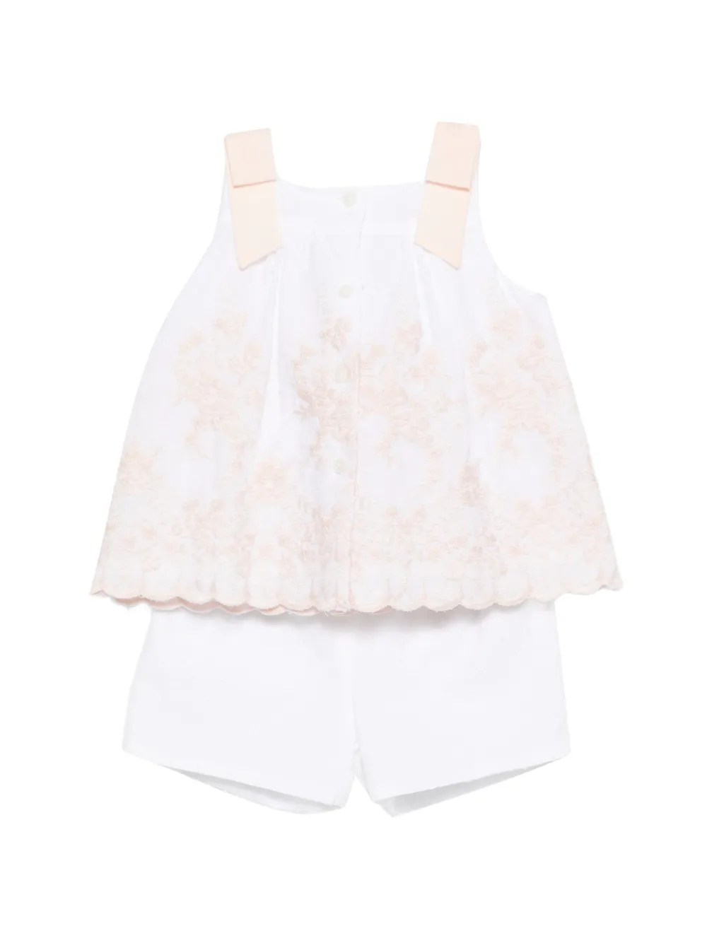 Patachou Shortsset met strik en bloemen Wit