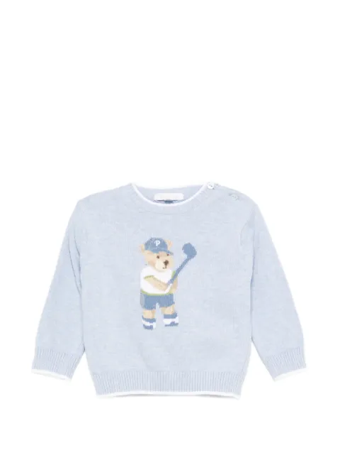 Patachou bear-intarsia sweater