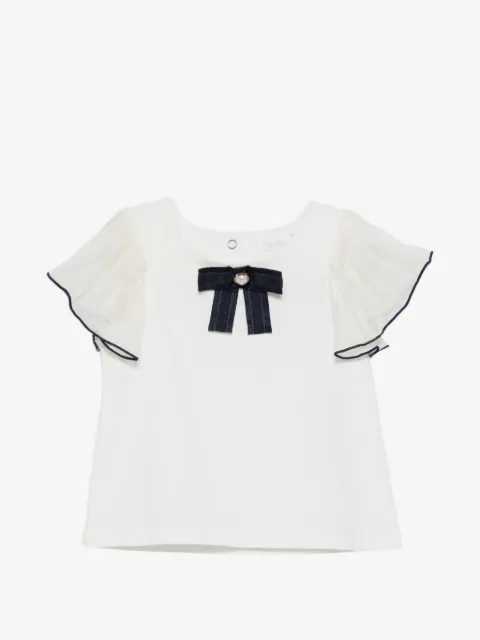 Patachou bow-embellishment fluted-sleeve blouse