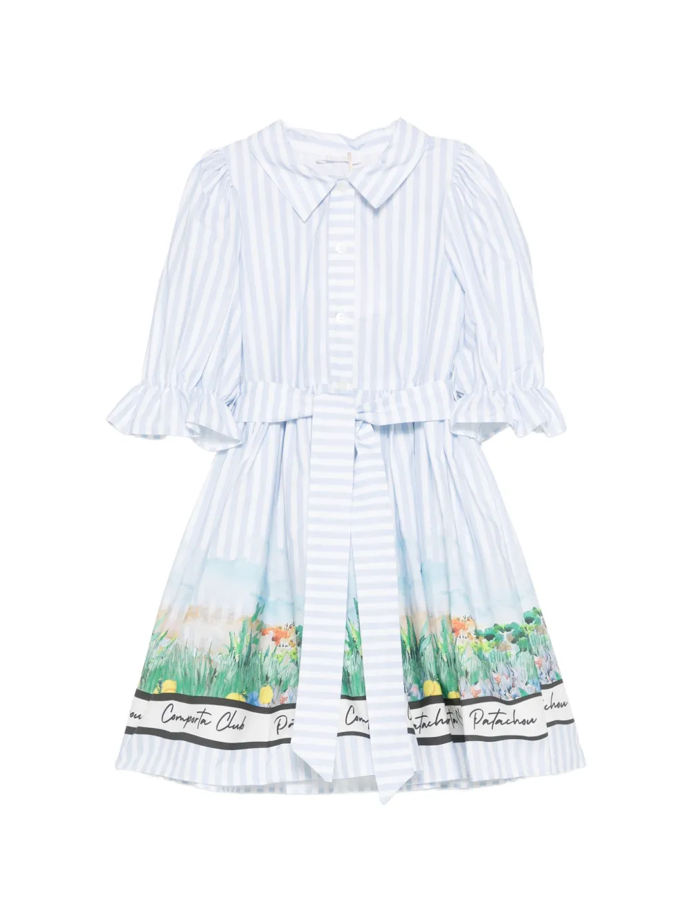 Patachou striped landscape-print dress - Blu