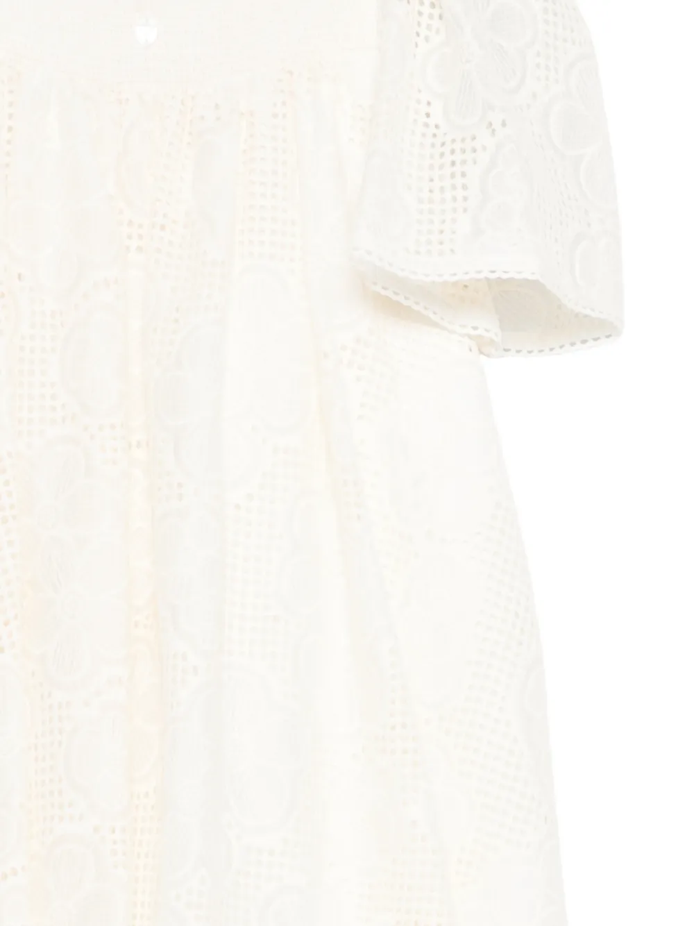 Patachou Broderie anglaise jurk met pofmouwen Beige