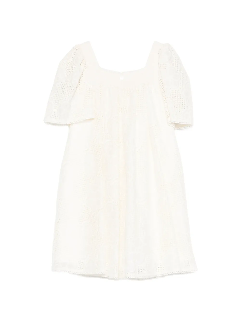Patachou broderie-anglaise puff-sleeve dress - Toni neutri