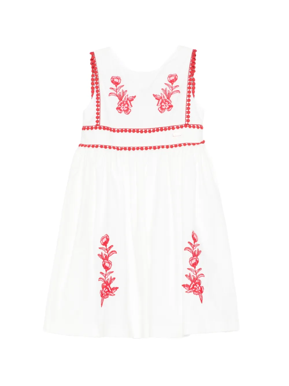 Patachou floral-embroidered dress - Bianco