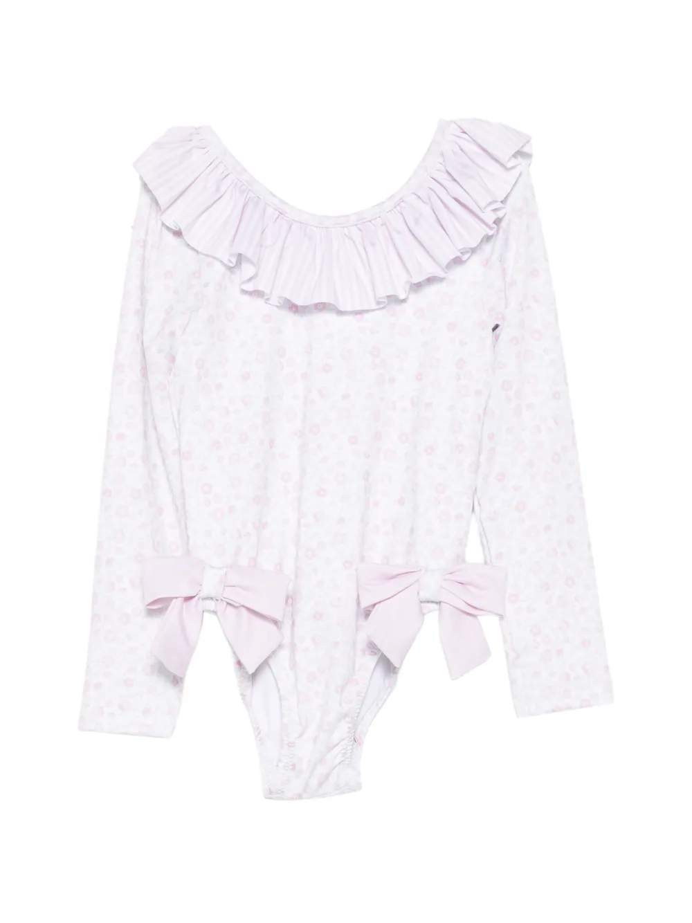 Patachou floral-print ruffled swimsuit - Bianco