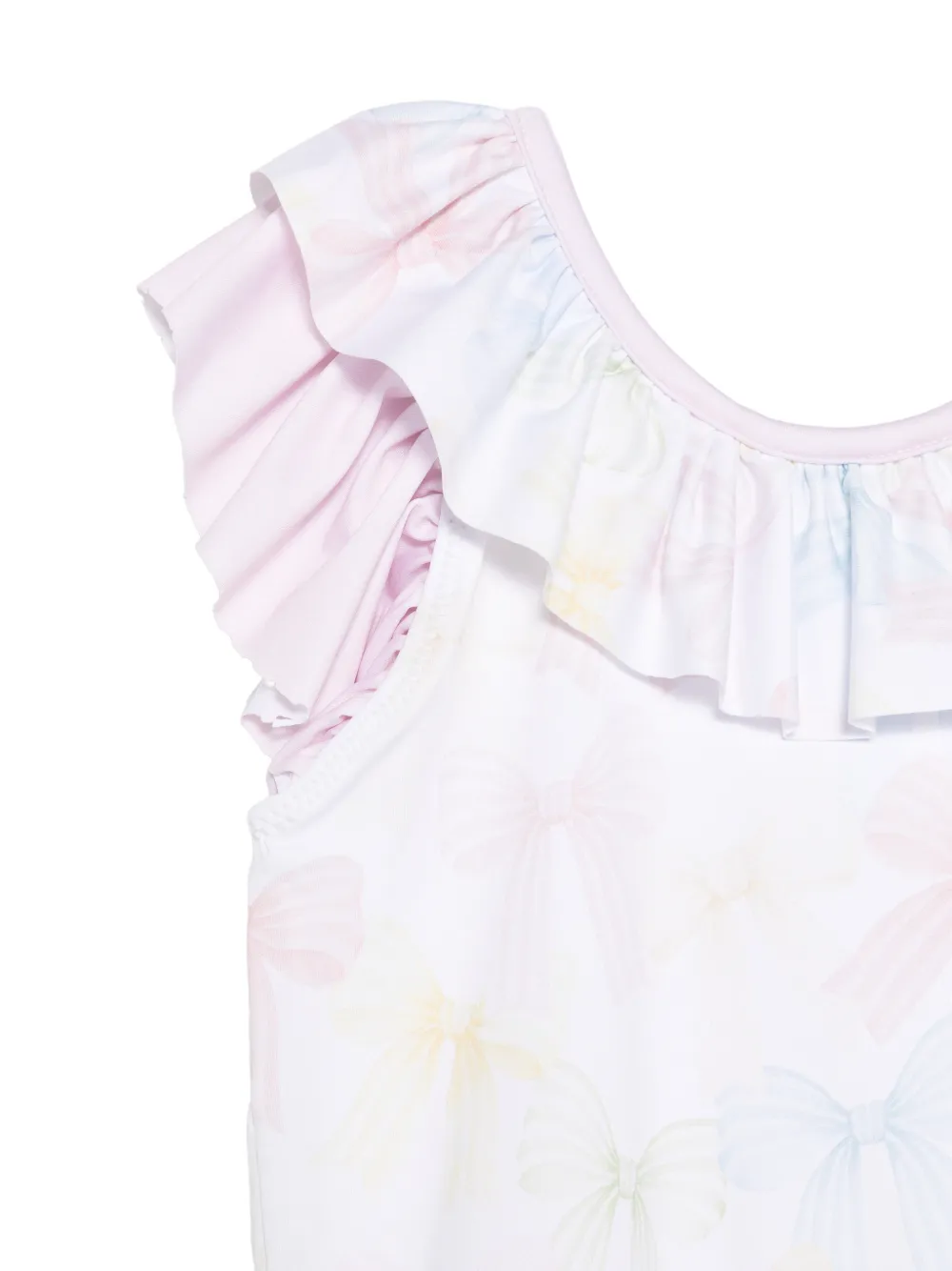 Patachou Badpak met strikprint en ruches Wit