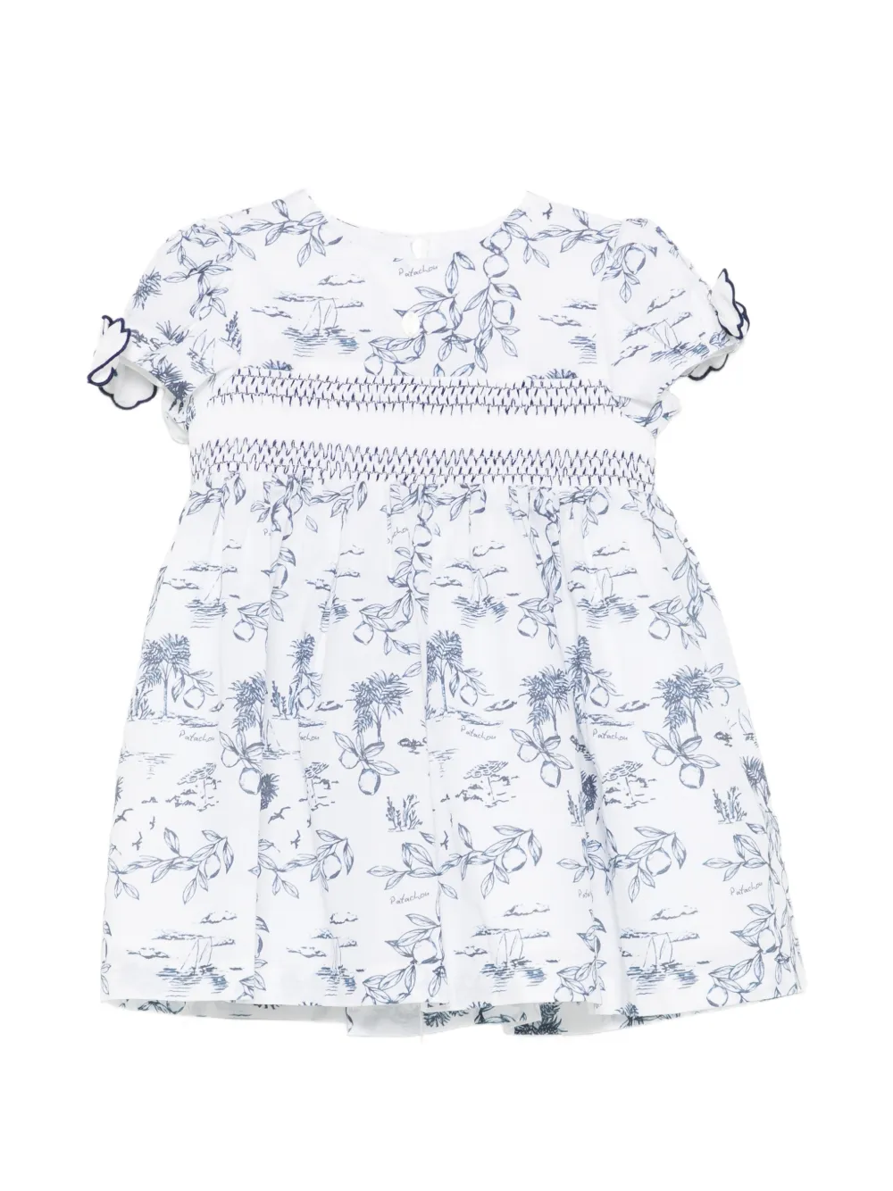Patachou Abito in Toile de Jouy - Bianco