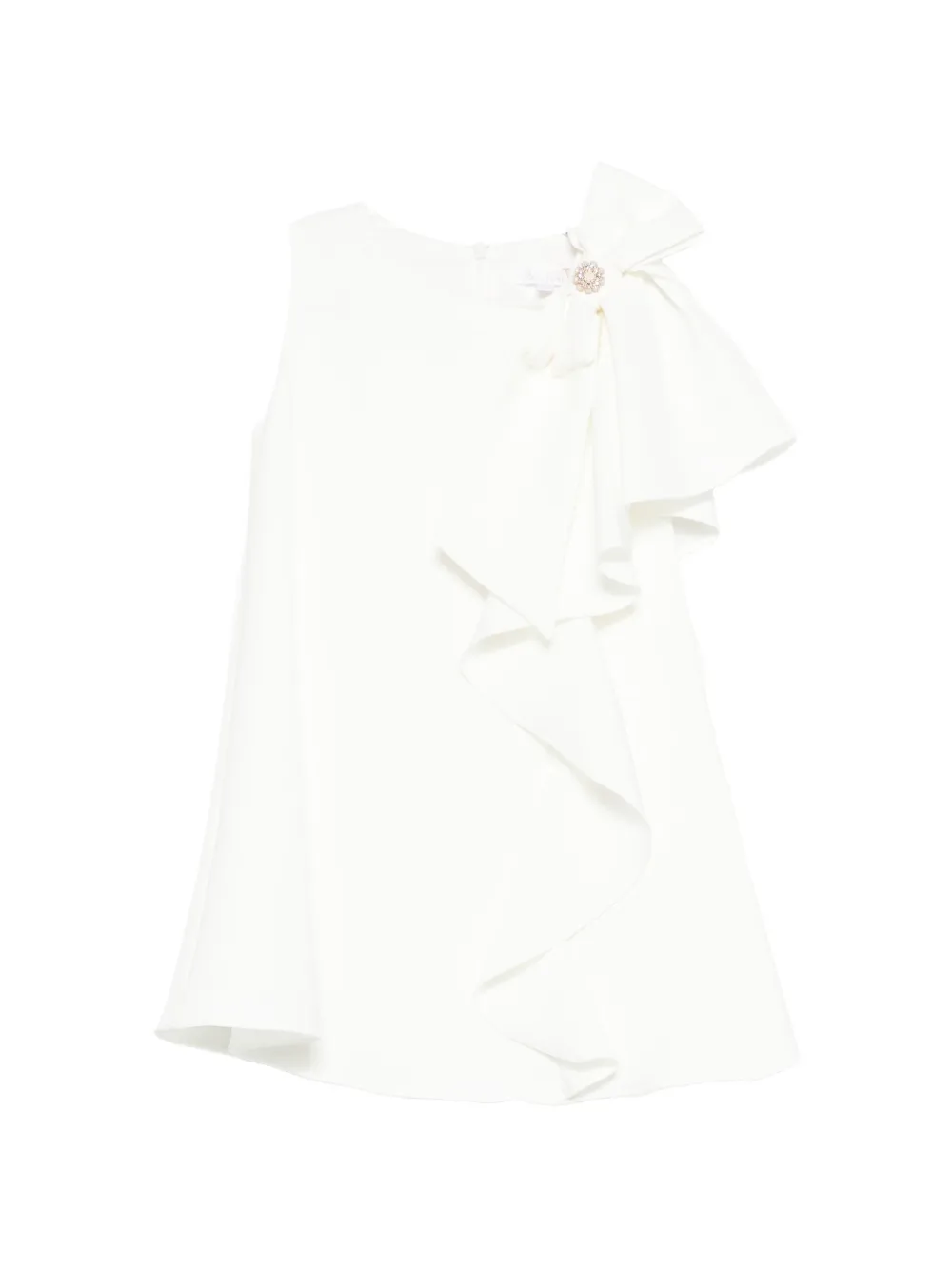 Patachou ruffled bow-detail dress - Bianco