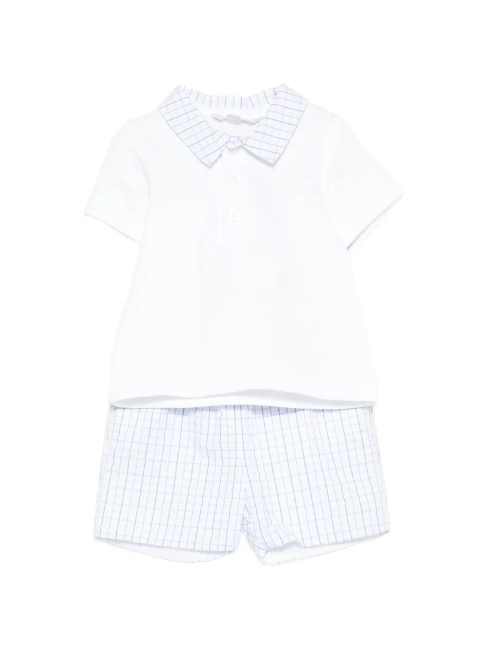 Patachou checked-collar shorts set - White