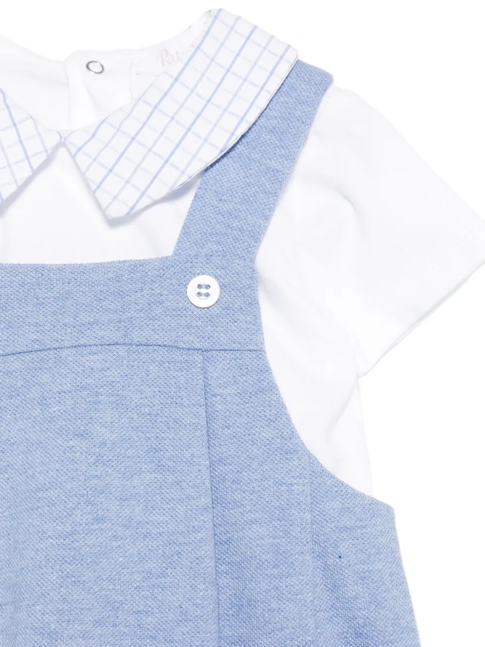  Patachou Check-collared Dungaree Set (set Of Two) - Blue 