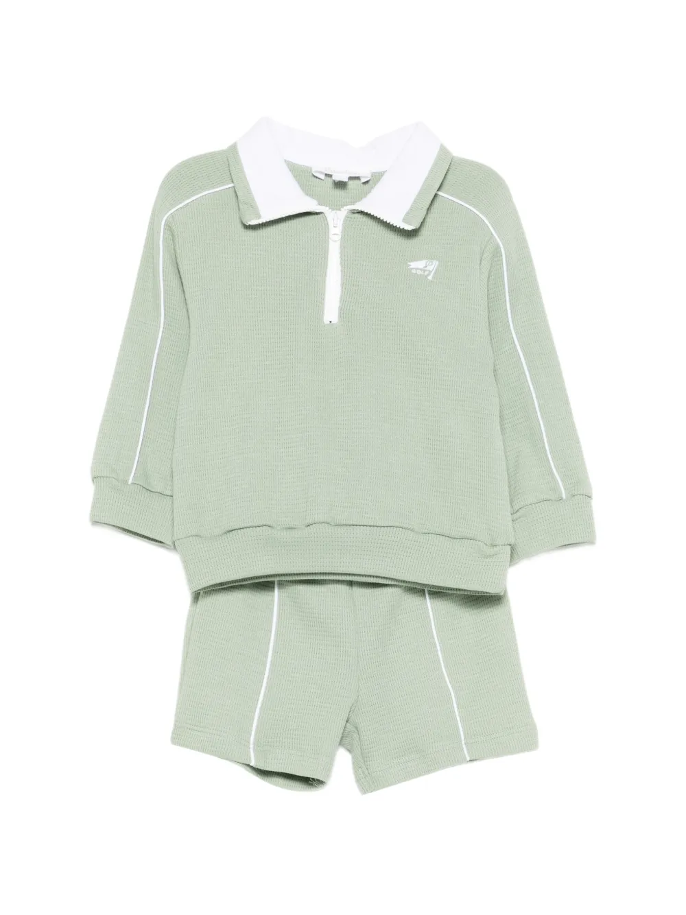 Patachou zip-up collared shorts set - Green