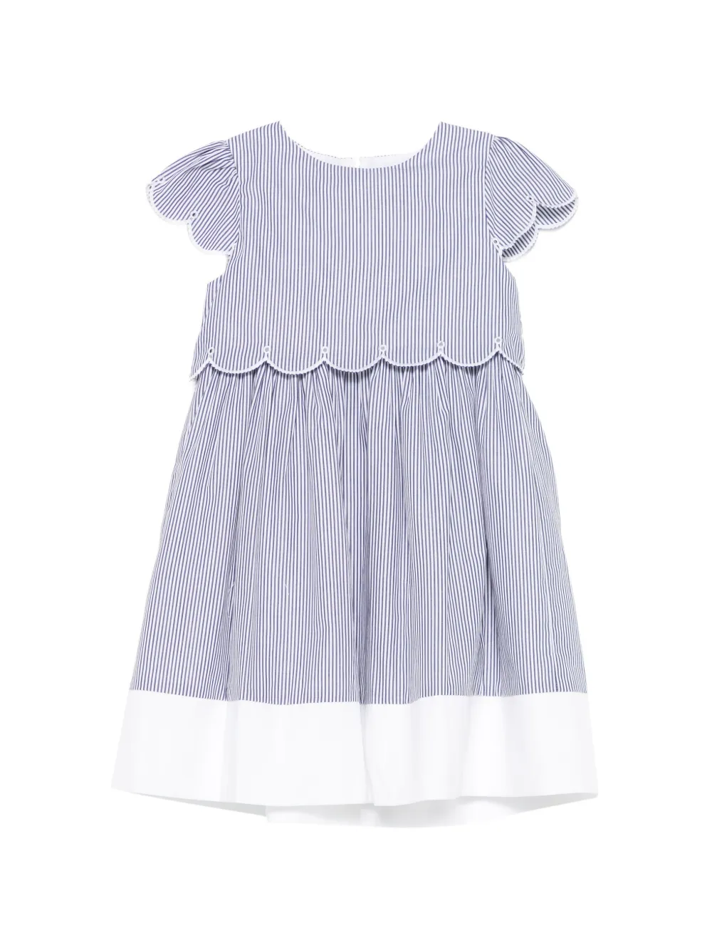 Patachou striped-pattern scalloped dress - Bianco