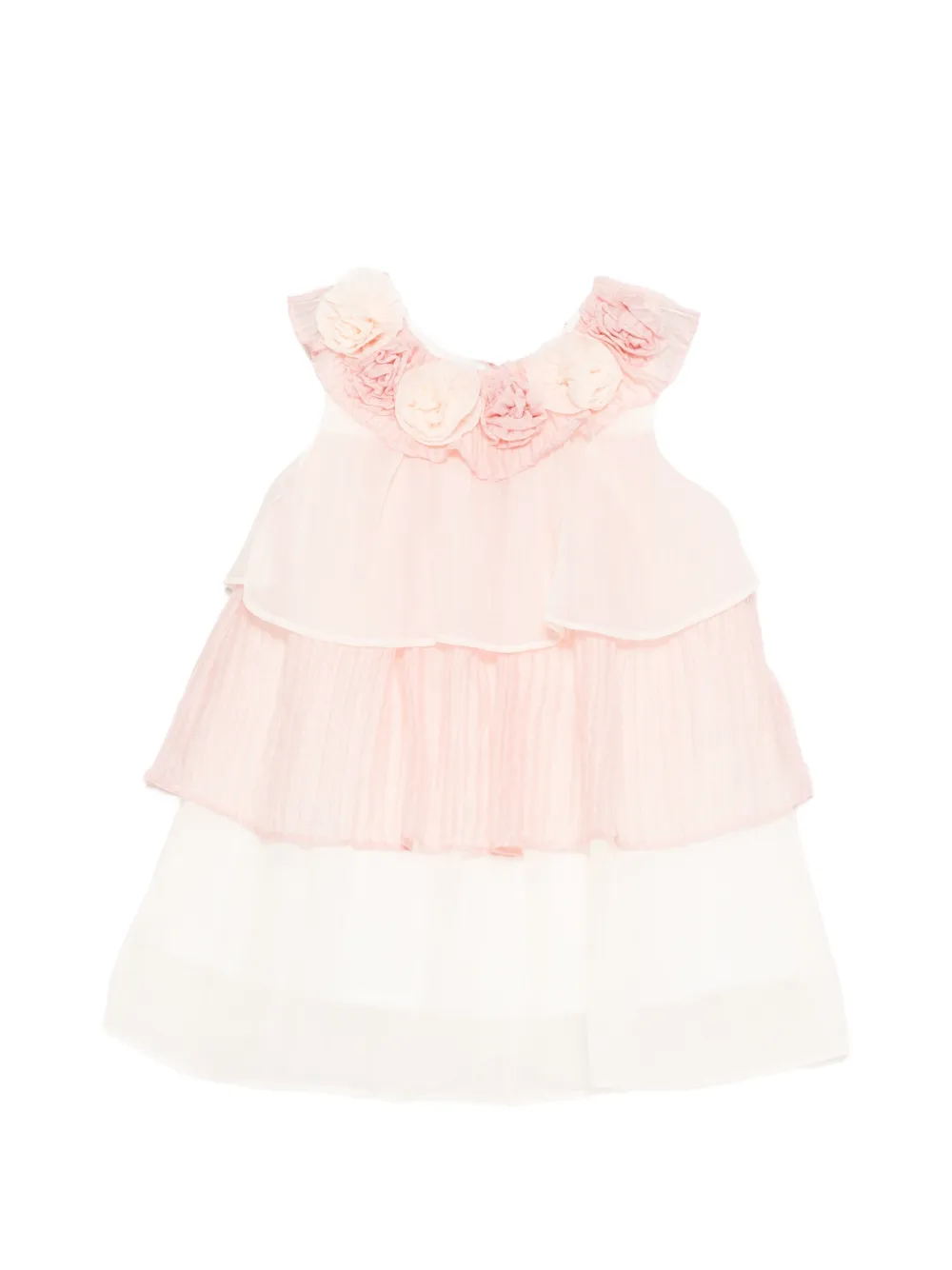 Patachou floral-appliqué tiered dress - Rosa