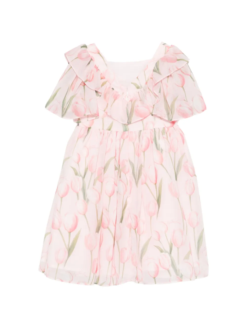 Patachou Jurk met tulpprint en ruches Roze