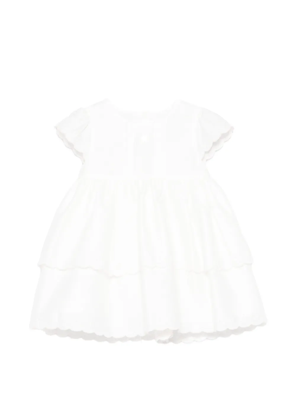 Patachou scalloped-edge tiered dress - Bianco