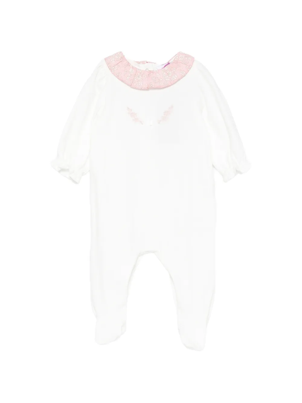 Patachou floral-embroidery ruffled-collar pajamas - Bianco