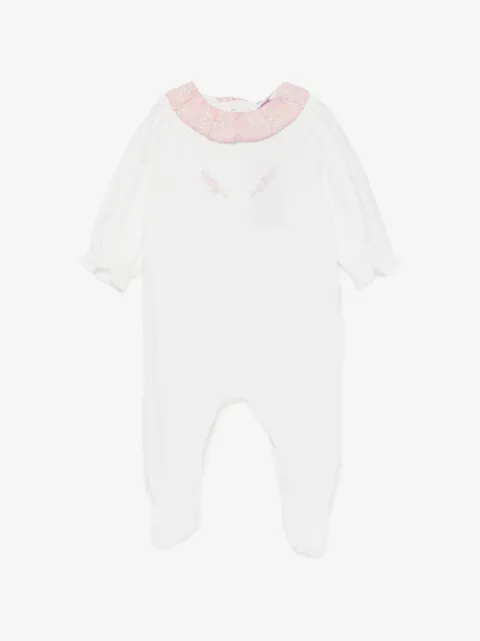 Patachou floral-embroidery ruffled-collar pajamas