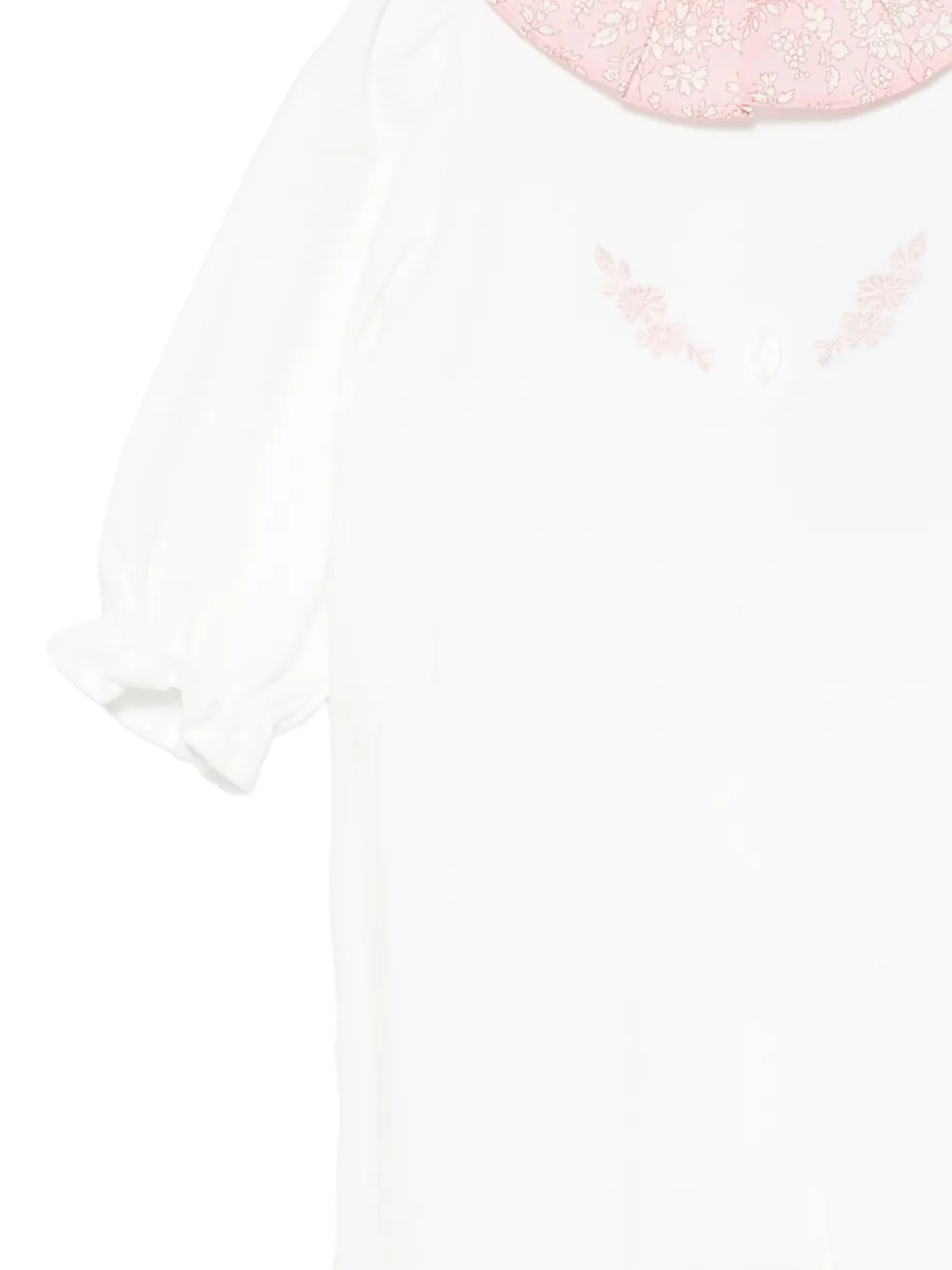 Patachou Pyjama met ruchekraag en geborduurde bloemen Wit