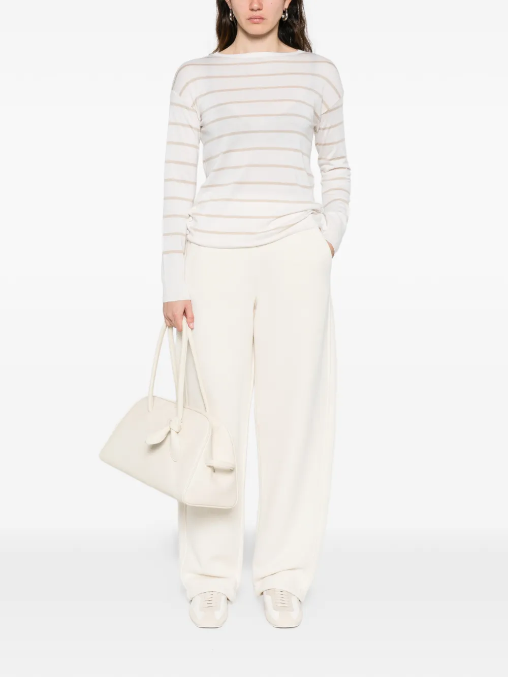 Max Mara Broek met wijde pijpen Beige
