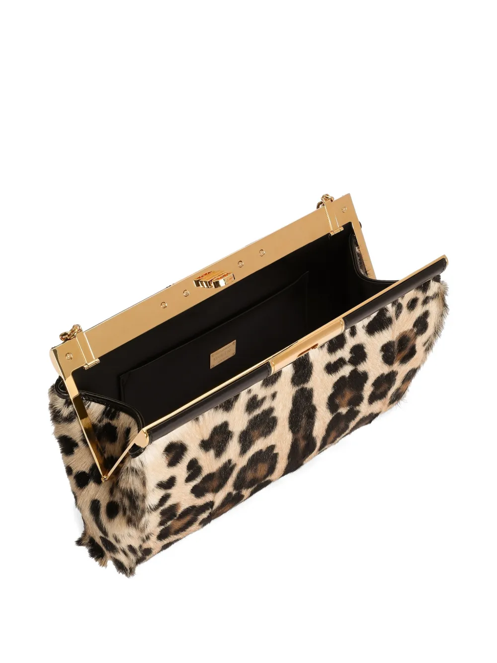 Dolce & Gabbana Marlene clutch met luipaardprint en ketting Beige