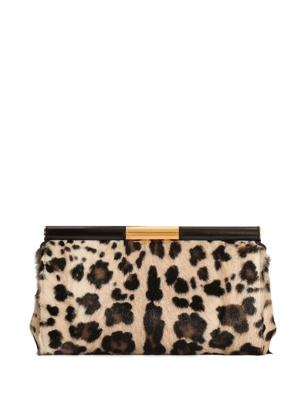 Dolce & Gabbana Marlene clutch met luipaardprint en ketting Beige