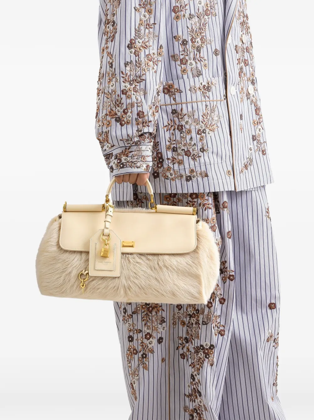 Dolce & Gabbana My Sicily shopper met bont vlak Beige