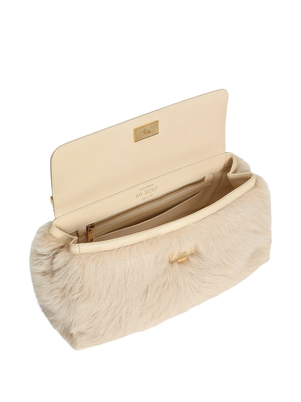 Dolce & Gabbana My Sicily shopper met bont vlak Beige