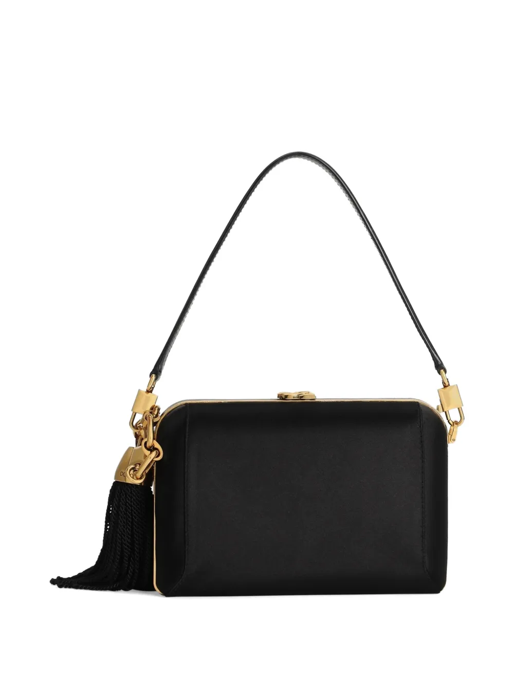 Dolce & Gabbana Dolce Box satijnen handtas met gelamineerde lagen Zwart