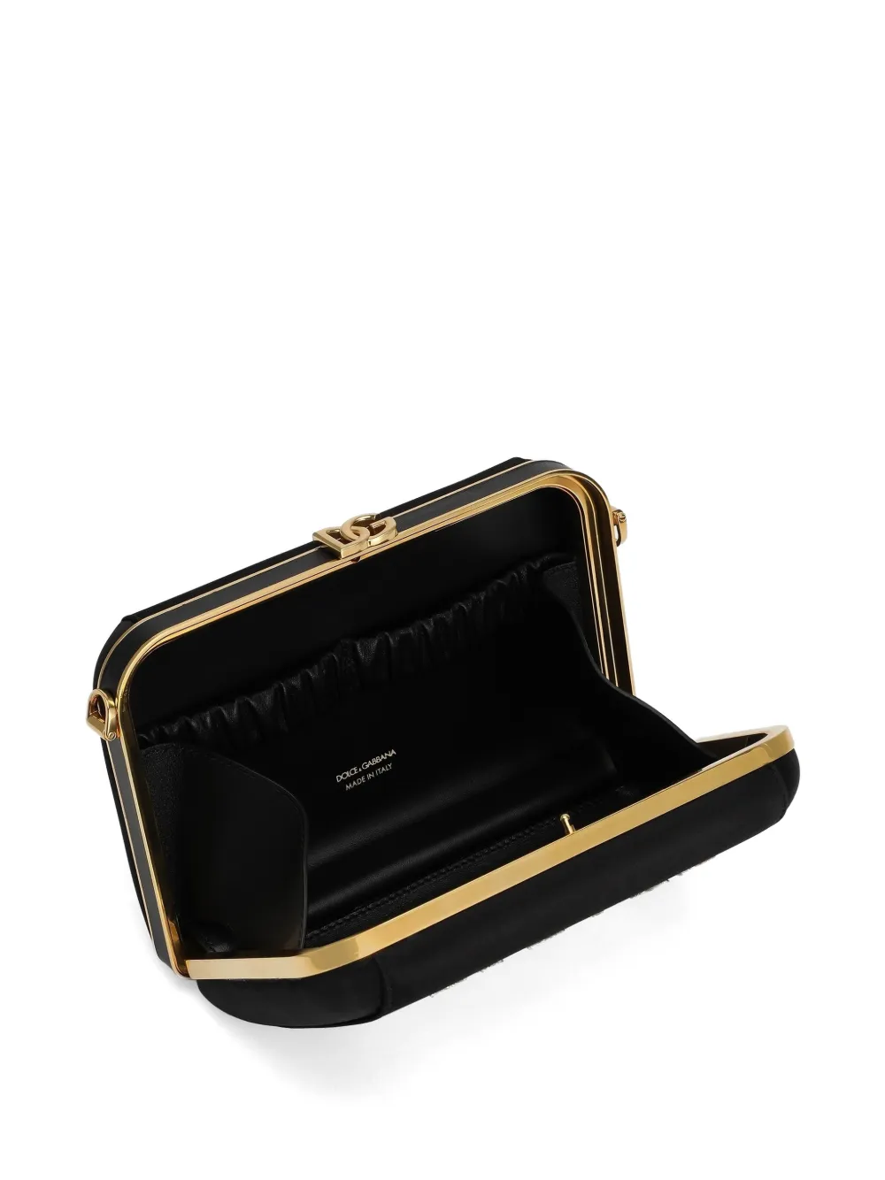 Dolce & Gabbana Dolce Box satijnen handtas met gelamineerde lagen Zwart