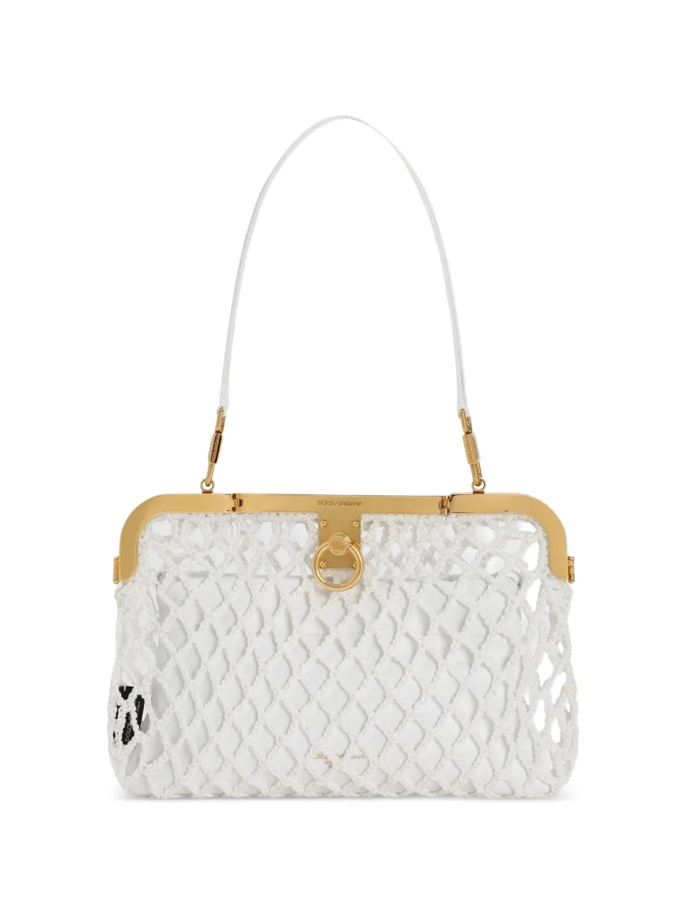 Dolce & Gabbana Amanda handbag in mesh and palmellato calfskin - Bianco