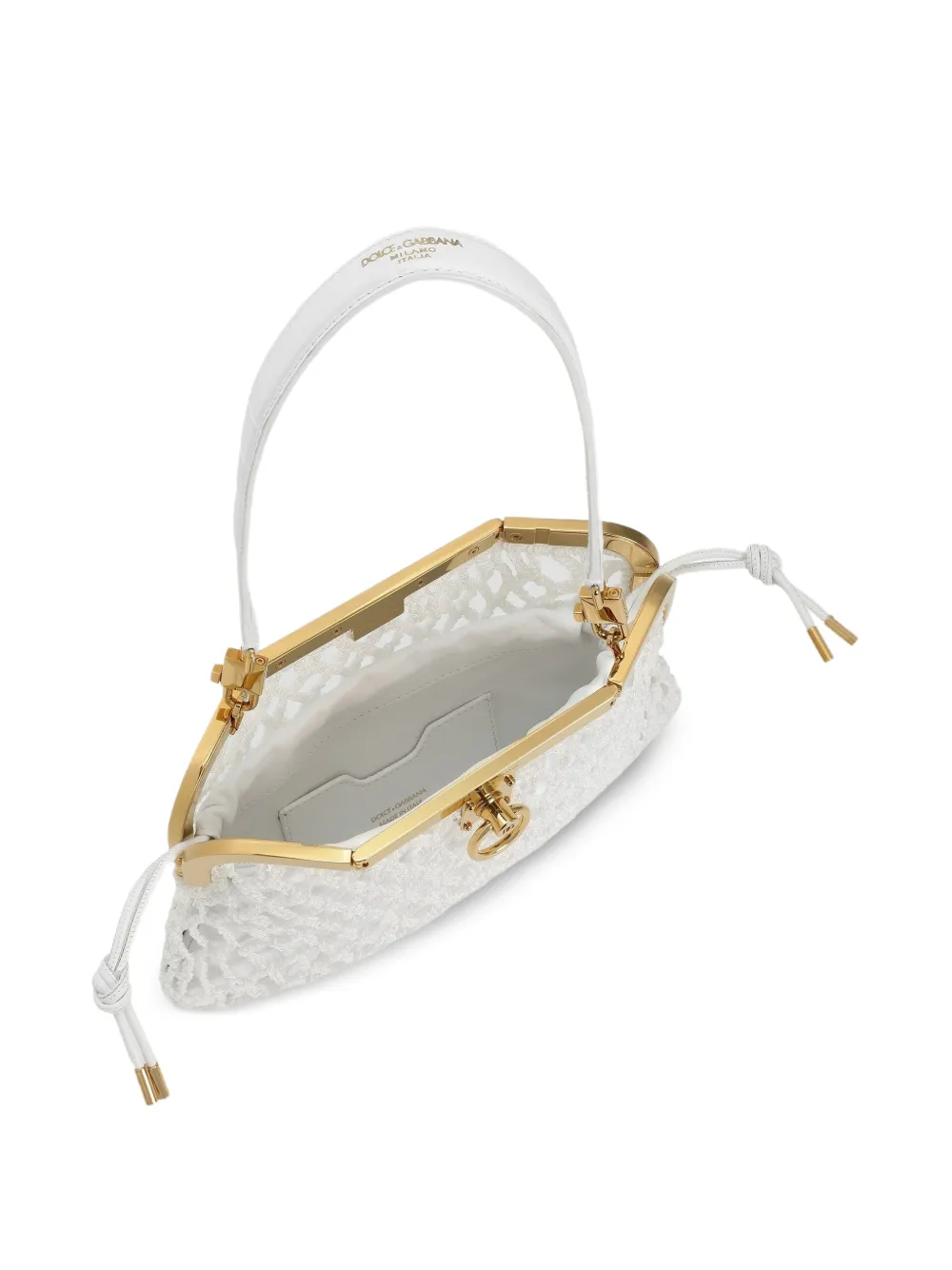 Dolce & Gabbana Amanda handtas van mesh en palmellato kalfsleer Wit